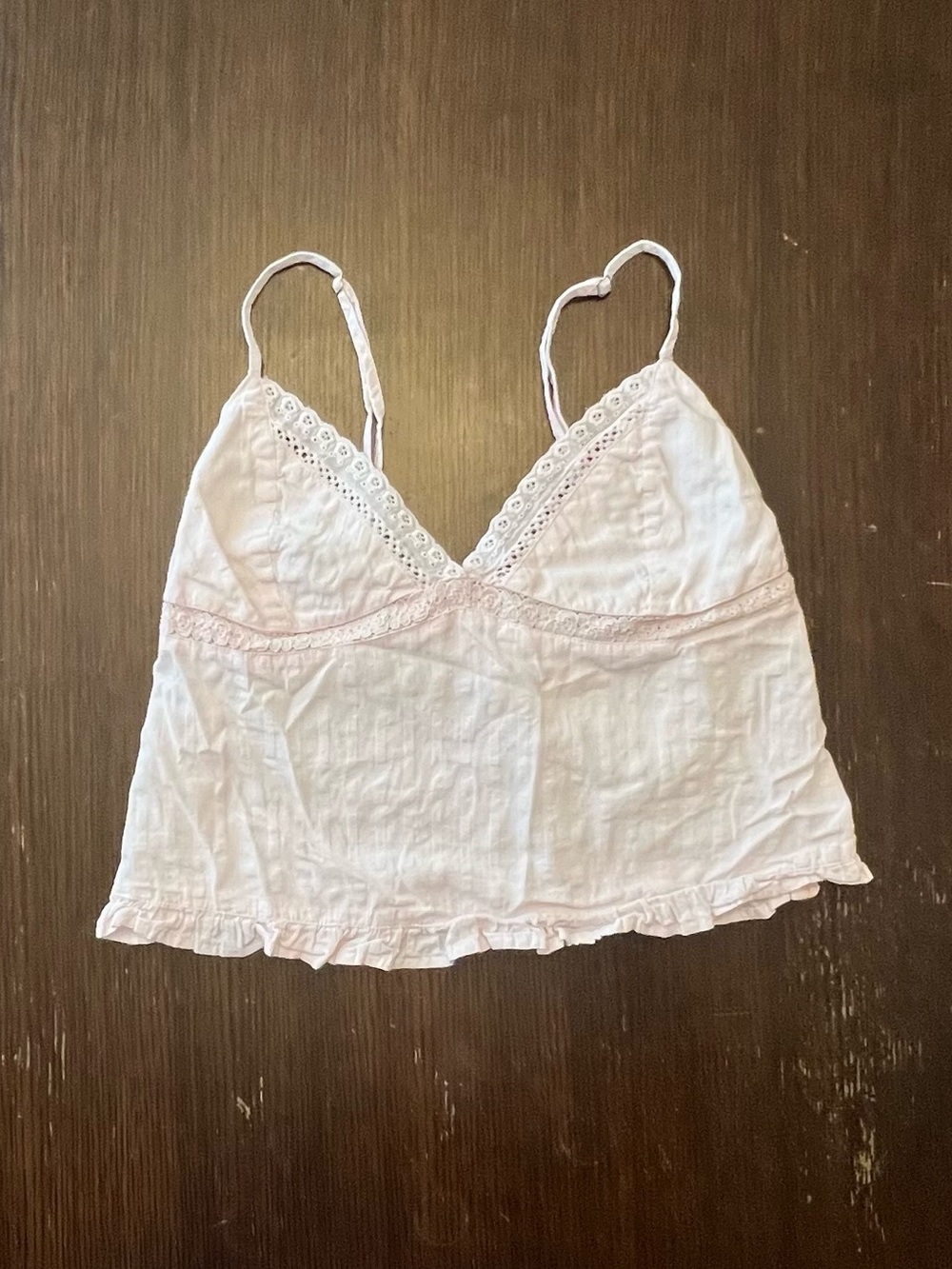 Your Favorite by PacSun Pink Eyelet Lace Tie Back Cami Top XS